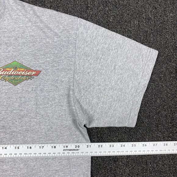 Budweiser Clydesdale T Shirt Gray Short Sleeve Men’s Graphic Print Size Medium - Picture 2 of 5